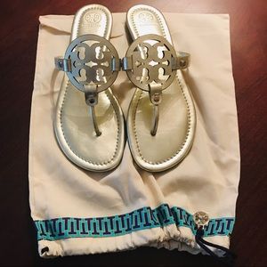 Tory Burch Miller Sandals, Light Gold, Size 11